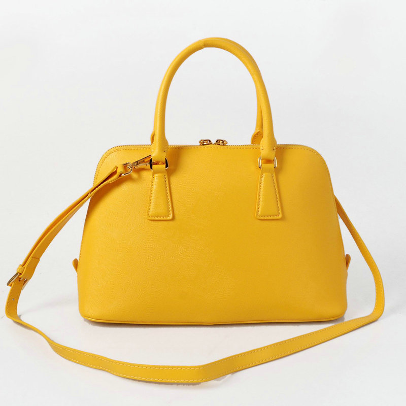 2014 Prada Shiny Saffiano Leather Top Handle Bag BL0837 yellow